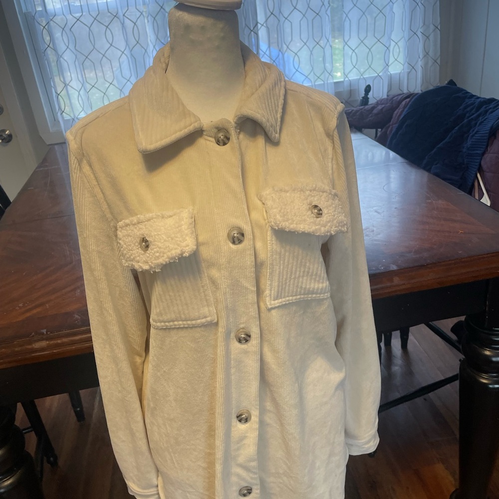 Women's Bear Paw Cream Button-Up Jacket Corduroy